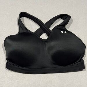 Under Armour Sports Bra Womens Large Black High Impact Molded Cup Crossback